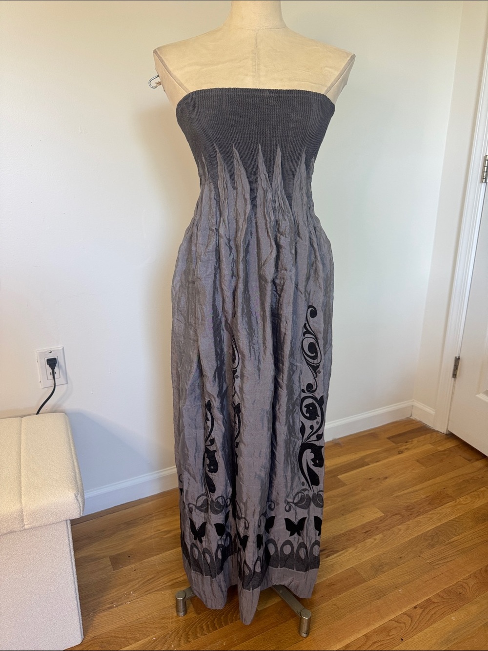 Lapis Strapless Gray Maxi tube Dress
